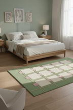 Greer Wool Area Rug - Soft Hand-Tufted Geometric Design with Pink and Green Color Palette, Perfect for Modern Home Decor (4x6 Ft)