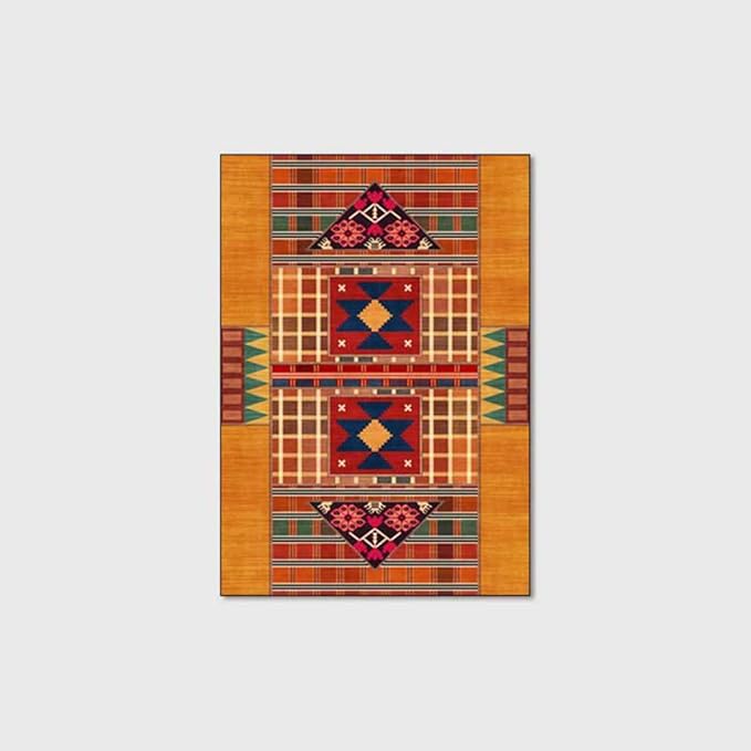Vintage Boho Area Rugs Multicolor Ethnic Style Geometric Splicing Carpets Bedroom Living Room Kitchen Floor Mats Indoor Outdoor Non-Shedding Runner Rug Home Décor Carpet 2' X 5.2'