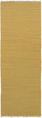 Rugsotic Carpets Hand Woven Flat Weave Kilim Wool ECO-Friendly Area Rugs - 2'6''x6', Runner Shape, Gold Color, Solid Plain Design, Low Pile Handmade Area Rugs for Living Room, Bed Room (D00111)