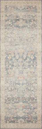 Loloi Hathaway Collection HTH-02 Denim/Multi 2'-0" x 5'-0", .25" Thick Accent Rug, Soft, Durable, Printed, Modern, Low Pile, Non-Shedding, Easy Clean, Living Room Rug