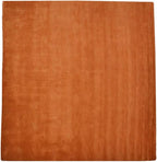 Hand Knotted Loom Wool ECO-Friendly Area Rugs - 6'x6', Square Shape, Orange Color, Plain Solid Design, High Pile Thick Handmade Anti Skid Area Rugs for Living Room, Bed Room (L00111)