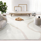 Abani Nomad Cream & Beige Area Rug 2' x 3' for Living Room, Bedroom - Chic Abstract Pattern - Durable & Easy to Clean