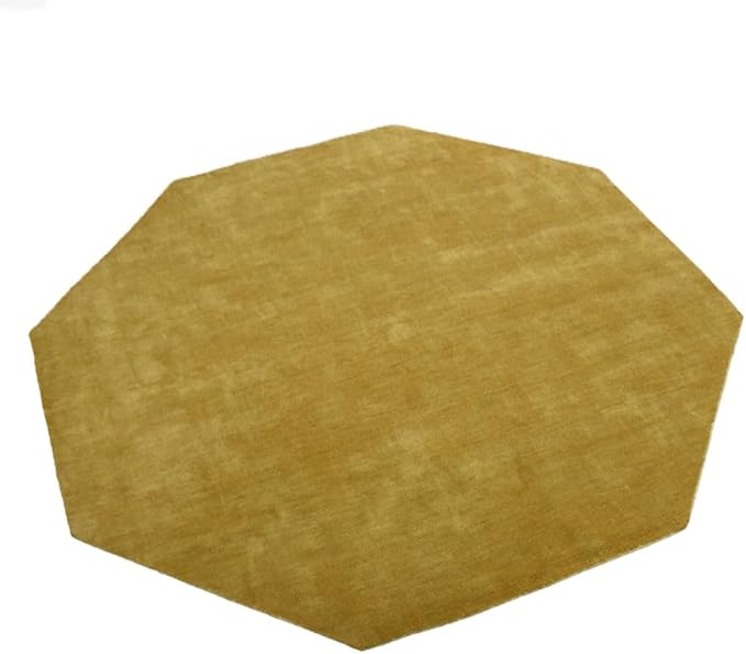 Hand Knotted Loom Wool ECO-Friendly Area Rugs - 10'x10', Octagon, Orange Color, Solid Plain Design, High Pile Handmade Anti Skid Area Rugs for Living Room, Bed Room (L00111)
