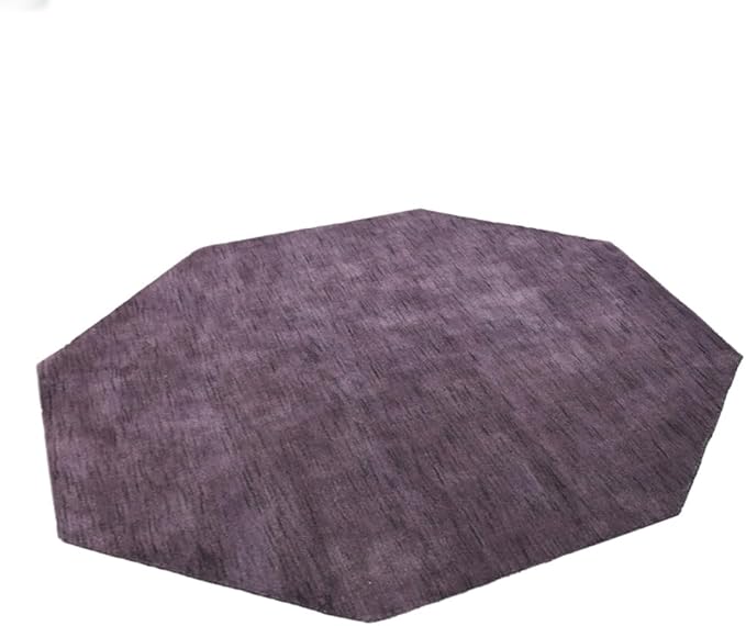 Hand Knotted Loom Wool ECO-Friendly Area Rugs - 10'x10', Octagon, Purple Color, Solid Plain Design, High Pile Handmade Anti Skid Area Rugs for Living Room, Bed Room (L00111)
