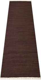 Rugsotic Carpets Hand Woven Flat Weave Kilim Wool 2'6''x10' Runner Area Rug Solid Dark Brown D00111