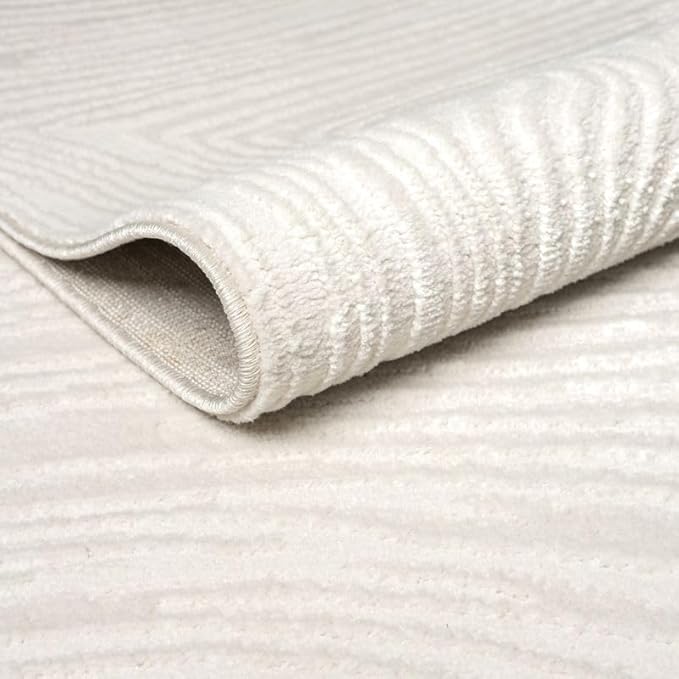 Abani Zen 4' x 6' Cream Rug – Neutral Layered Wavy Borders Pattern, Medium Soft Area Rug for Living Room & Bedroom, Durable & Easy to Clean