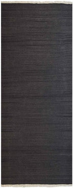 Rugsotic Carpets Hand Woven Flat Weave Kilim Wool 2'6''x6' Runner Area Rug Solid Charcoal D00111