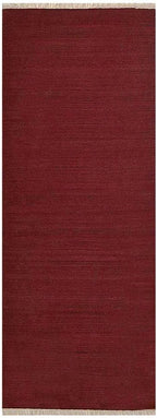 Rugsotic Carpets Hand Woven Flat Weave Kilim Wool ECO-Friendly Area Rugs - 2'6''x6', Runner Shape, Dark Red Color, Solid Plain Design, Low Pile Handmade Rugs for Living Room, Bed Room (D00111)