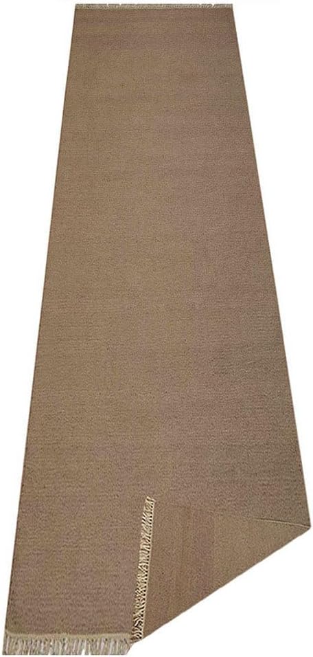 Rugsotic Carpets Hand Woven Flat Weave Kilim Wool ECO-Friendly Area Rugs - 3'x13', Runner Shape, Cream Color, Solid Plain Design, Low Pile Handmade Area Rugs for Living Room, Bed Room (D00111)