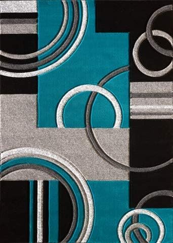 GLORY RUGS Area Rug 2x3 Door Mat Turquoise Geometric Soft Floor Carpet with Premium Fluffy Texture for Indoor Living Dining Room and Bedroom Area