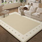 8X10 Washable Area Rug for Living Room,Machine Washable,Non-Slip Indoor Carpet, Soft Vintage Bedroom Rug, Stain Resistant & Home Decor,Beige Squares