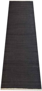 Rugsotic Carpets Hand Woven Flat Weave Kilim Wool 2'6''x6' Runner Area Rug Solid Charcoal D00111