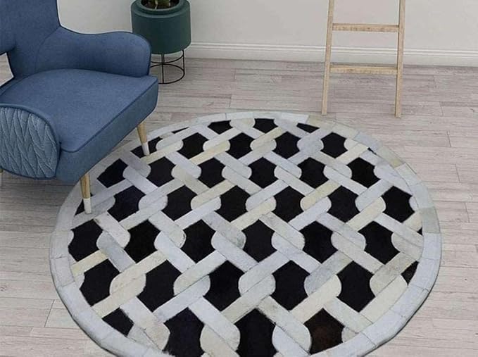 Geometric Lattice Area Rug – Modern Designer Pattern Carpet for Living Room, Bedroom & Office – Anti-Slip Soft Decorative Rug – Contemporary Floor Mat for Stylish Home Décor (Round-8x8)
