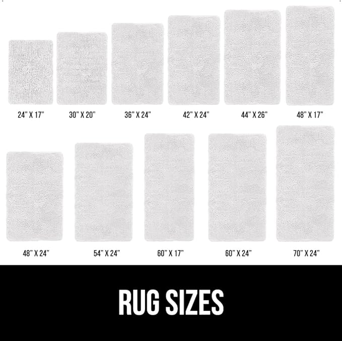 GORILLA GRIP Bath Rug Mat 30x20, Thick Soft Absorbent Chenille, Quick Dry Microfiber Mats, Rubber Backing Washable Shower Floor Rugs, US Designed Bathroom Bathmat Home Decor Accessories, White