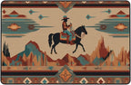 Horse Western Boho Ethnic Style Area Rug Washable Outdoor Rugs Anti-Slip Soft Carpet Entryway Indoor Door Mat for Bedroom,Living Room,Porch,Terrace and Entrance Decor 5'x 4'