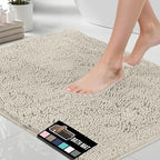 GORILLA GRIP Bath Rug Mat 36x24, Soft Absorbent Chenille, Quick Dry Microfiber Mats, Rubber Backing Washable Shower Floor Rugs, Bathmat Runner, US Designed Bathroom Home Decor Accessories Ivory Cream