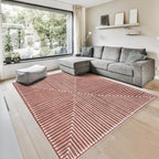 GLN Rugs Contemporary Collection - Machine Washable Area Rug, Contemporary Washable, Non Slip, Low Pile Chenille Rug, Living Room, Bedroom, Kitchen Rug (5' x 7' Beige Orange)