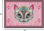 Cartoon Animal Pattern Area Rug Cute Cat Luxury Floral Decor for Carpet Farmhouse Bedroom Living Room Rugs Bathroom Kitchen Runner Mat Indoor Outdoor Non Slip Doormat 5.2' X 7.5'