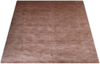 Hand Knotted Loom Wool ECO-Friendly Area Rugs - 10'x10', Square, Light Brown Color, Solid Plain Design, High Pile Handmade Anti Skid Area Rugs for Living Room, Bed Room (L00111)