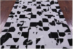 Modern Design Premium Cowhide Leather Carpet with Chevron Pattern, Area Rug (Black/White, 2x3)