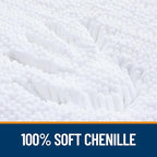OLANLY Bathroom Rugs 50x30, Extra Soft Absorbent Chenille Bath Rugs, Rubber Backing Quick Dry, Machine Washable Bath Mats for Bathroom Floor, Tub and Shower, Home Decor Accessories, White