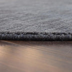 Hand Knotted Loom Wool ECO-Friendly Area Rugs - 6'x6', Round, Charcoal Color, Solid Plain Design, High Pile Thick Handmade Anti Skid Area Rugs for Living Room, Bed Room (L00111)