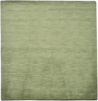 Hand Knotted Loom Wool ECO-Friendly Area Rugs - 8'x8', Square, Green Color, Solid Plain Design, High Pile Thick Handmade Anti Skid Area Rugs for Living Room, Bed Room (L00111)