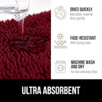 GORILLA GRIP Bath Rug Mat 30x20, Thick Soft Absorbent Chenille, Quick Dry Microfiber Mats, Rubber Backing Washable Shower Floor Rugs, US Designed Bathroom Bathmat Home Decor Accessories, Burgundy