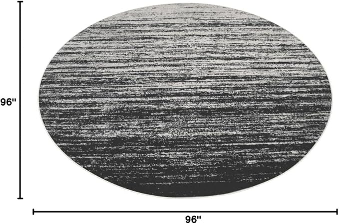 SAFAVIEH Adirondack Collection Area Rug - 8' Round, Silver & Black, Modern Ombre Design, Non Shedding & Easy to Clean, Ideal for Living Room, Bedroom, Office, Dining Space (ADR113A)