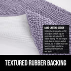 GORILLA GRIP Plush Absorbent Shaggy Chenille Bath Rug Mat for Square Toilet Base with Rubber Backing, Machine Washable Rugs, Soft Microfiber Contour Mats for Toilets, Bathroom Decor, Lt Purple