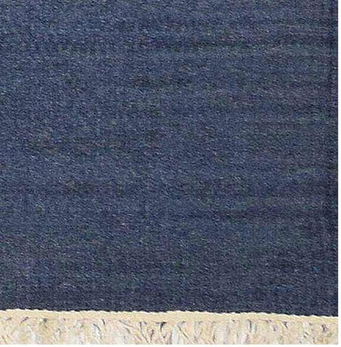 Rugsotic Carpets Hand Woven Flat Weave Kilim Wool ECO-Friendly Area Rugs - 2'6"x8', Runner Shape, Blue Color, Solid Plain Design, Low Pile Handmade 8ft Area Rugs for Living Room, Bed Room (D00111)