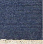 Rugsotic Carpets Hand Woven Flat Weave Kilim Wool ECO-Friendly Area Rugs - 2'6"x8', Runner Shape, Blue Color, Solid Plain Design, Low Pile Handmade 8ft Area Rugs for Living Room, Bed Room (D00111)