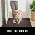 GORILLA GRIP Front Door Mat, Indoor Outdoor Ultra Absorbent HydroAbsorb Doormat, Absorbs Up to 1.7 Cups of Water, Stain and Fade Resistant, Rubber Backing Doormats, Captures Dirt, 29x17 Coffee