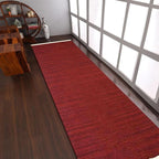 Rugsotic Carpets Hand Woven Flat Weave Kilim Wool 3'x13' Runner Area Rug Solid Burgundy D00111