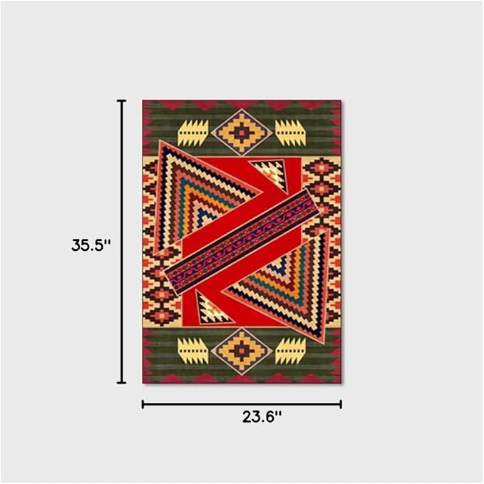 Vintage Boho Area Rugs Multicolor Ethnic Style Geometric Splicing Carpets Bedroom Living Room Kitchen Floor Mats Indoor Outdoor Non-Shedding Runner Rug Home Décor Carpet 2' X 3'