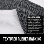 GORILLA GRIP Bath Rug Mat 60x17, Soft Absorbent Chenille, Quick Dry Microfiber Mats, Rubber Backing Washable Shower Floor Rugs, Bathmat Runner, US Designed Bathroom Home Decor Accessories Charcoal