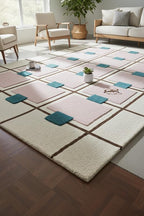 Greer Wool Area Rug - Chic Hand-Tufted Mauve, Blue, and Beige Design for Stylish Home Decor (4x6 Ft)
