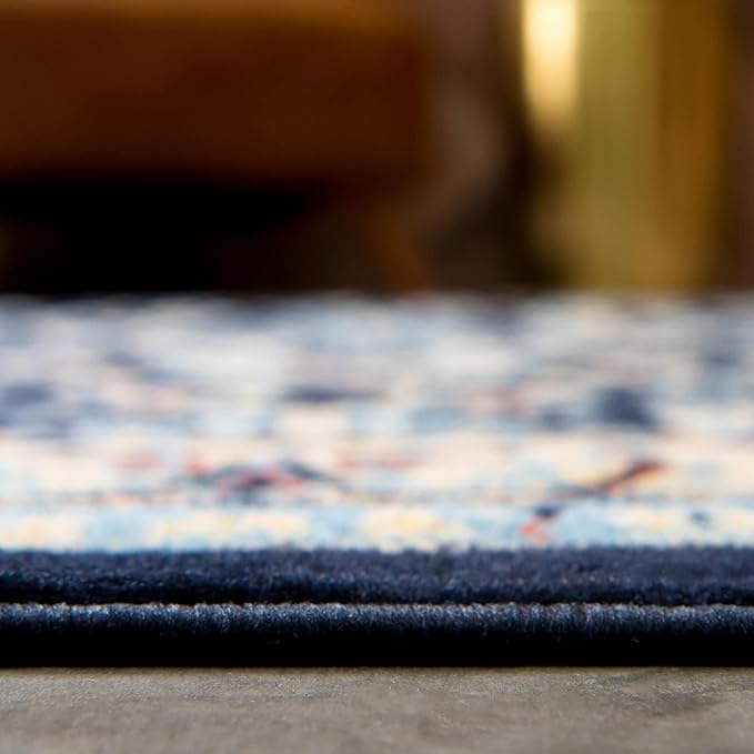 Rugs.com Yasmin Collection Rug – 2' x 3' Navy Blue Medium Rug Perfect for Entryways, Kitchens, Breakfast Nooks, Accent Pieces