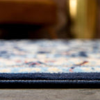 Rugs.com Yasmin Collection Rug – 8 Ft Runner Navy Blue Medium Rug Perfect for Hallways, Entryways