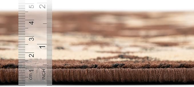 Unique Loom Taftan Collection Border Geometric Tribal Inspired Design Area Rug (9' 10 x 13' 0 Rectangular, Brown/ Tan)
