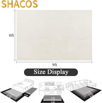 SHACOS Soft Cozy Fluffy Abstract Geometric High Low Pile Area Rugs 6'x9' Non Slip Washable Scandinavian Minimalist Rug Modern Carpet for Living Room Bedroom Dining Room, Cream