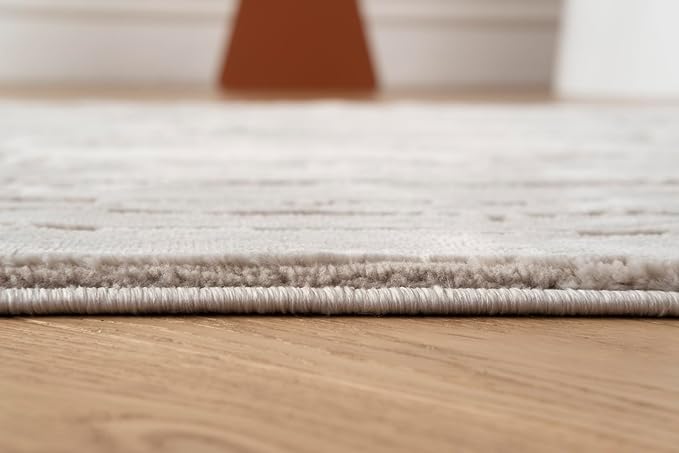 Revival Rugs Ebb 6'7"x9' Washable Area Rug for Living Room Bedroom - 100% Recycled Oeko-TEX Certified, Medium Pile, Taupe
