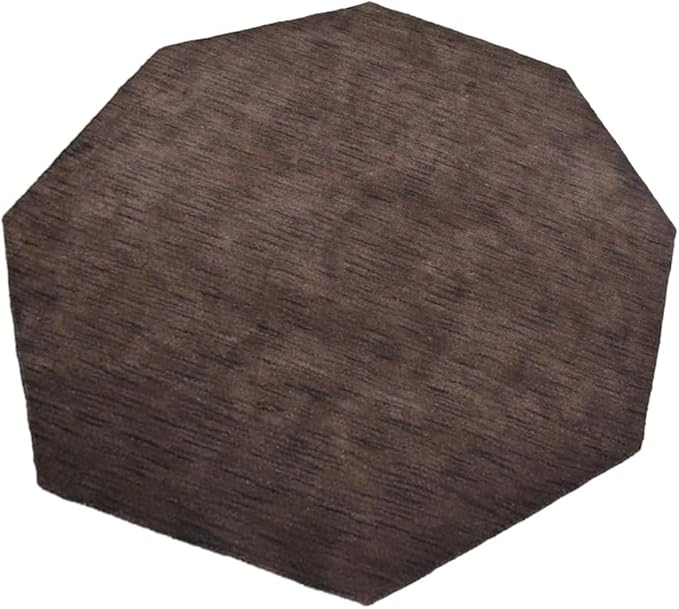 Hand Knotted Loom Wool ECO-Friendly Area Rugs - 8'x8', Octagon, Brown Color, Solid Plain Design, High Pile Thick Handmade Anti Skid Area Rugs for Living Room, Bed Room (L00111)