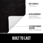 GORILLA GRIP Bath Rug Mat 70x24, Thick Soft Absorbent Chenille, Quick Dry Microfiber Mats, Rubber Backing Washable Shower Floor Rugs, Bathmat Runner, US Designed Bathroom Home Decor Accessories Black