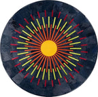 Sn Alef Home Round Designer Rug for Living Room | Handcrafted Black & White Boho Floor Carpet | Modern Ethnic Circular Mat for Home Décor & Meditation Space (Blue_8x8)