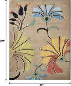 Rugsotic Carpets Hand Tufted Wool ECO-Friendly Area Rugs - 6'x9', Rectangle Shape, Camel, Floral Modern Design, High Pile Thick Handmade Anti Skid Area Rugs for Living Room, Bed Room (K00219)
