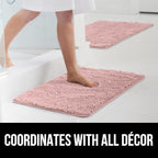 GORILLA GRIP Bath Rug Mat 30x20, Thick Soft Absorbent Chenille, Quick Dry Microfiber Mats, Rubber Backing Washable Shower Floor Rugs, US Designed Bathroom Bathmat Home Decor Accessories, Dusty Rose