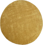 Hand Knotted Loom Wool ECO-Friendly Area Rugs - 6'x6', Round, Gold Color, Solid Plain Design, High Pile Thick Handmade Anti Skid Area Rugs for Living Room, Bed Room (L00111)