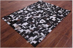 Modern Design Premium Cowhide Leather Carpet with Chevron Pattern, Area Rug (Brown/White-2, 3x12)