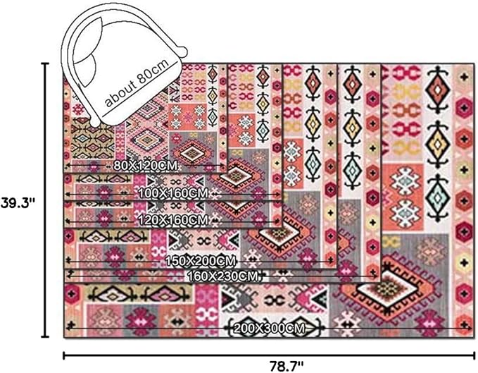 Vintage Boho Area Rugs Multicolor Ethnic Style Geometric Splicing Carpets Bedroom Living Room Kitchen Floor Mats Indoor Outdoor Non-Shedding Runner Rug Home Décor Carpet 3.2' X 6.5'